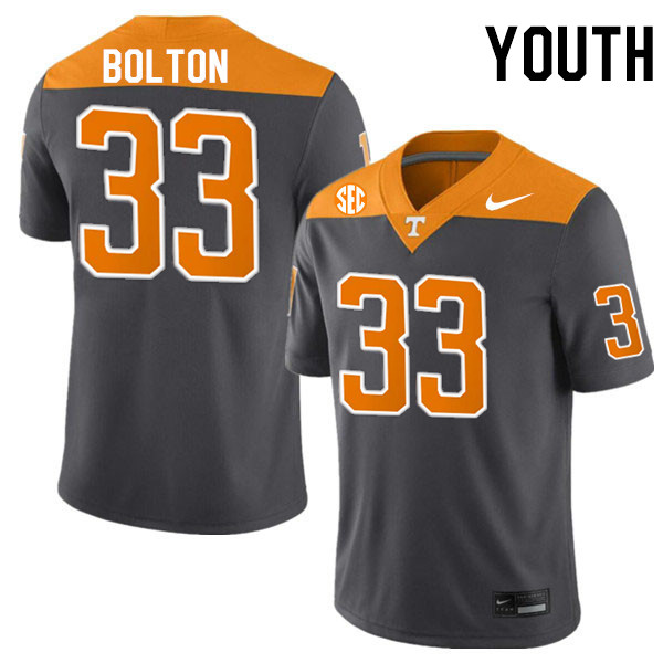 Youth #33 Ben Bolton Tennessee Volunteers College Football Jerseys Stitched-Anthracite